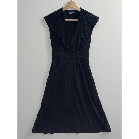 Max and Cleo Dress Womens 8 Black Ruffle Button Back Tie Dress - Picture 1 of 10
